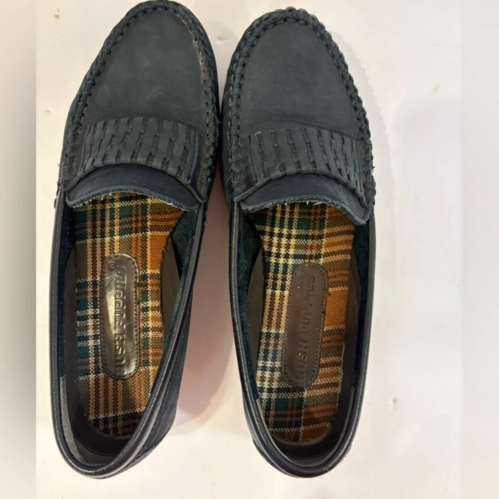 Hush Puppies dark blue leather slide-on loafers shoes size 6.5 M